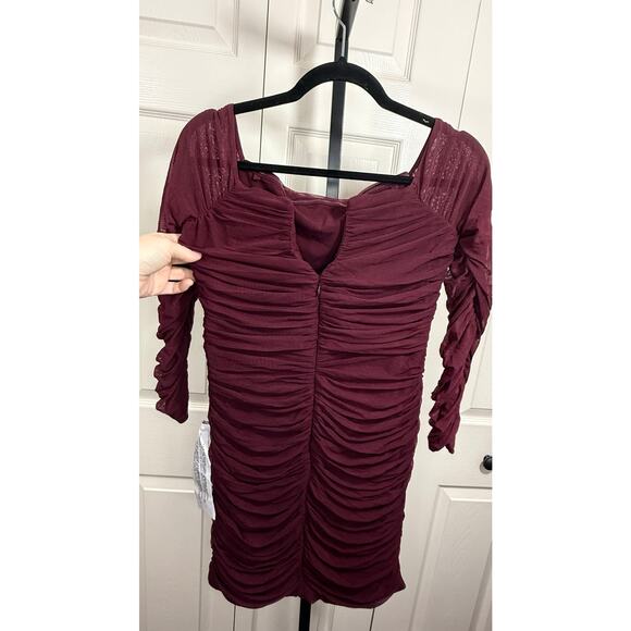 Dress the Population XXL‎ Burgundy "Dawn" Off Shoulder Long Sleeve Dress NWT - Picture 3 of 10